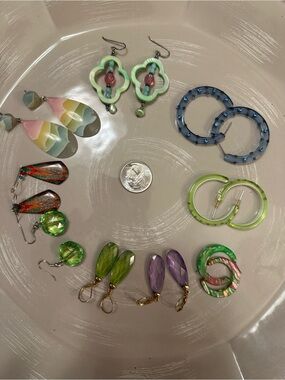 Mixed Colorful Resin Earring Lot - Pastel, Green, Blue, Purple